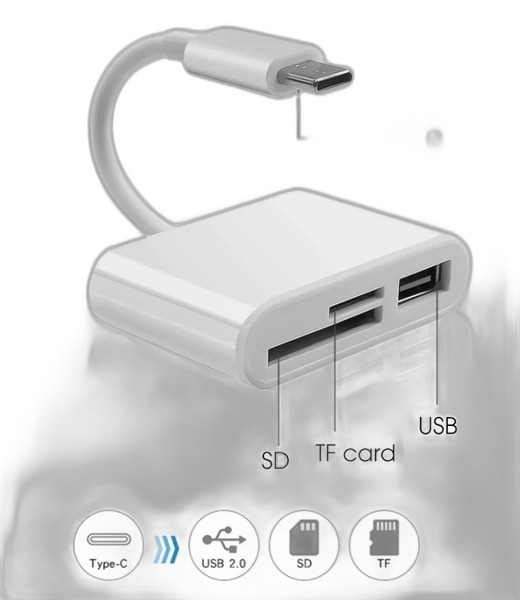 USB-C 3-in-1 Hub Adapter — USB 3.0 + SD & TF Card Reader - Image 3