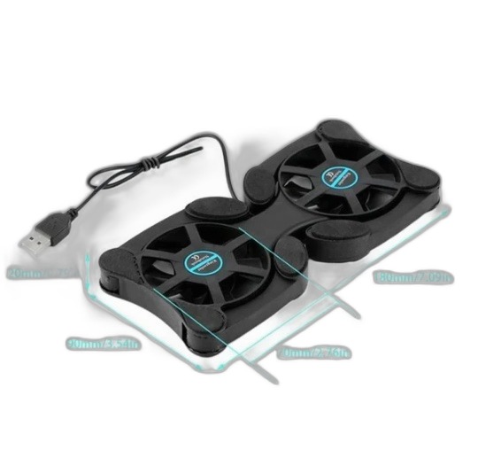 Foldable Dual-Fan Laptop Cooling Pad — USB Powered