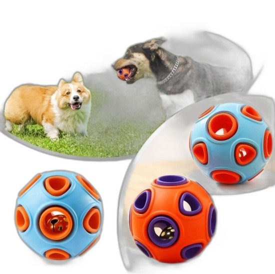 Interactive Dog Ball with Bell — Squeaky Rubber Fetch Toy - Image 4