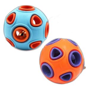 Interactive Dog Ball with Bell — Squeaky Rubber Fetch Toy