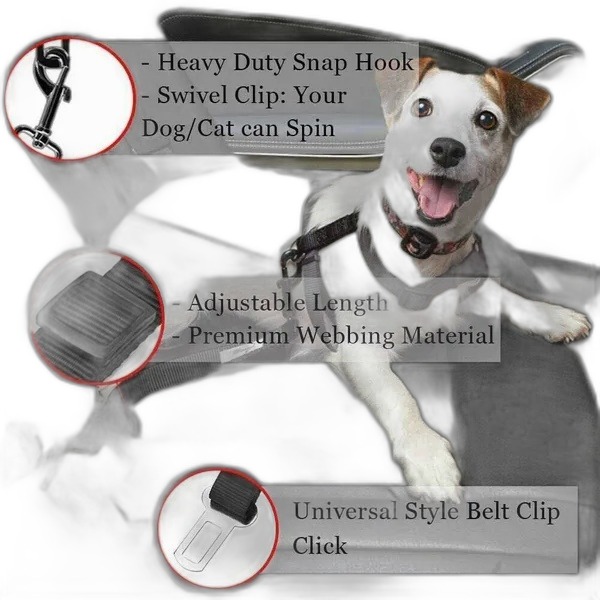 Dog Seat Belt (2-Pack) — Adjustable Pet Car Safety Restraint - Image 3