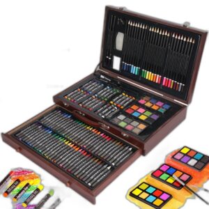 140-Piece Art Supplies Set — Deluxe Drawing Kit in Wooden Case