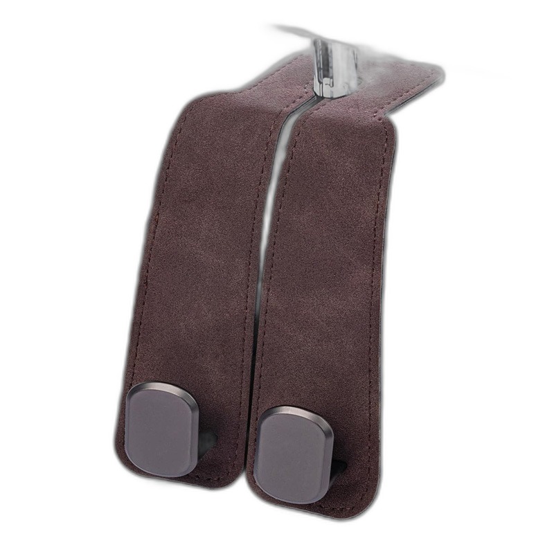 Car Seat Headrest Hooks (2-Pack) — Leather Backseat Organizer & Phone Holder